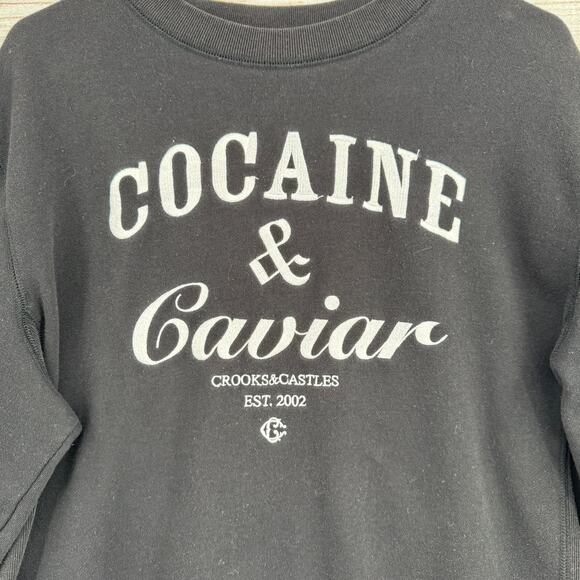 Crooks and Castles Cocaine and Caviar Crewneck Sweatshirt Mens Large Black - Picture 3 of 10